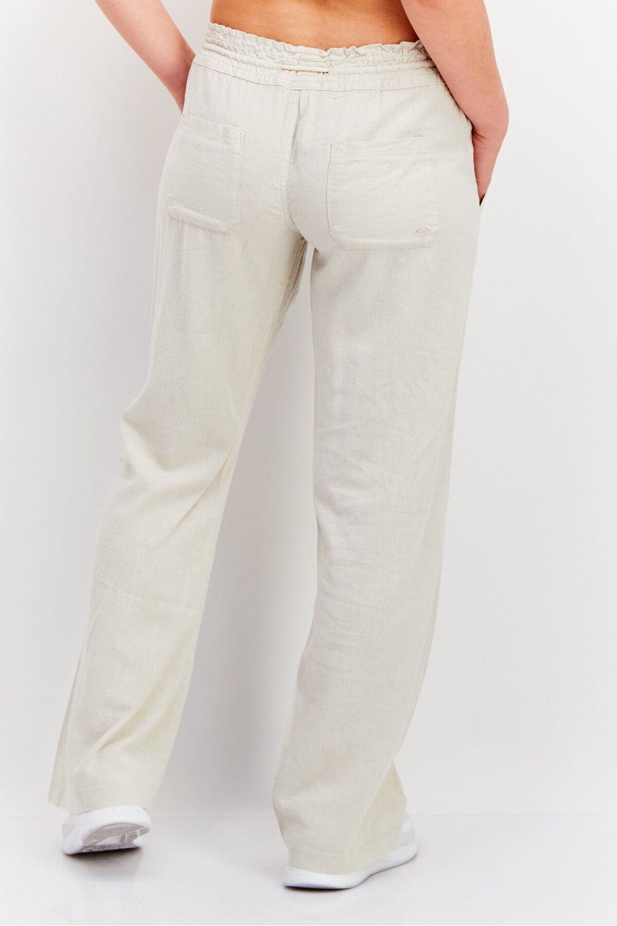 Roxy-Women Regular Fit Textured Wide Leg Pants, Beige 3