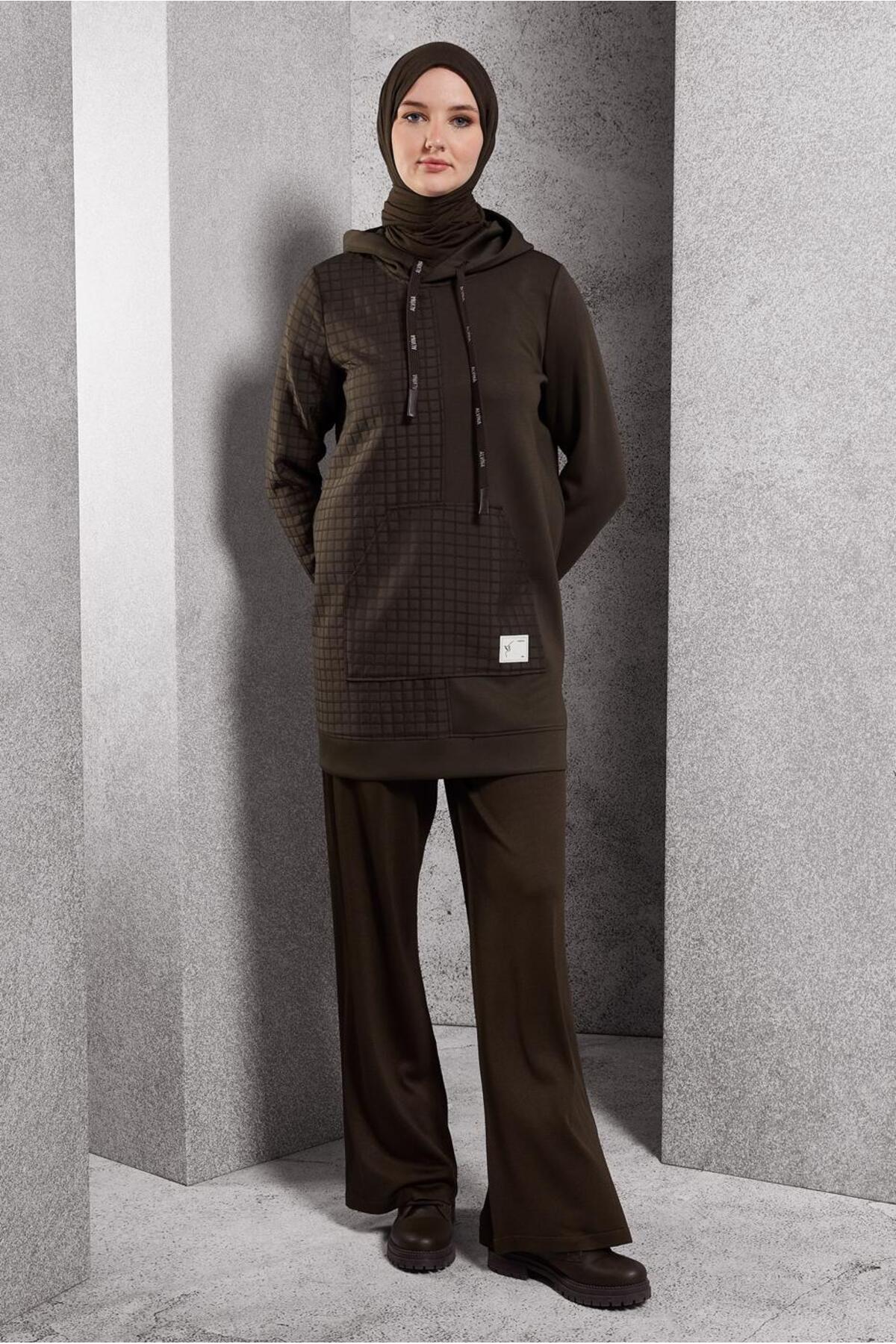 Alvina-45039 Model Hooded Tracksuit Tunic 2