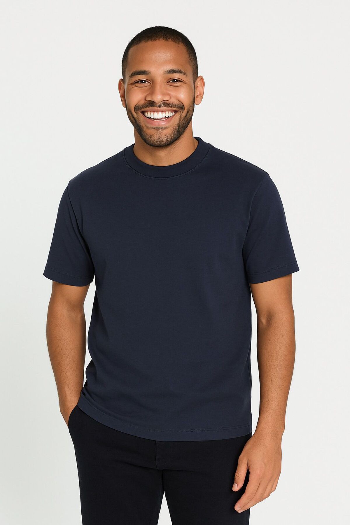 VORİAS ERKEK LACİVERT RELAXED FİT FLAMLI PAMUK SÜPREM TSHIRT