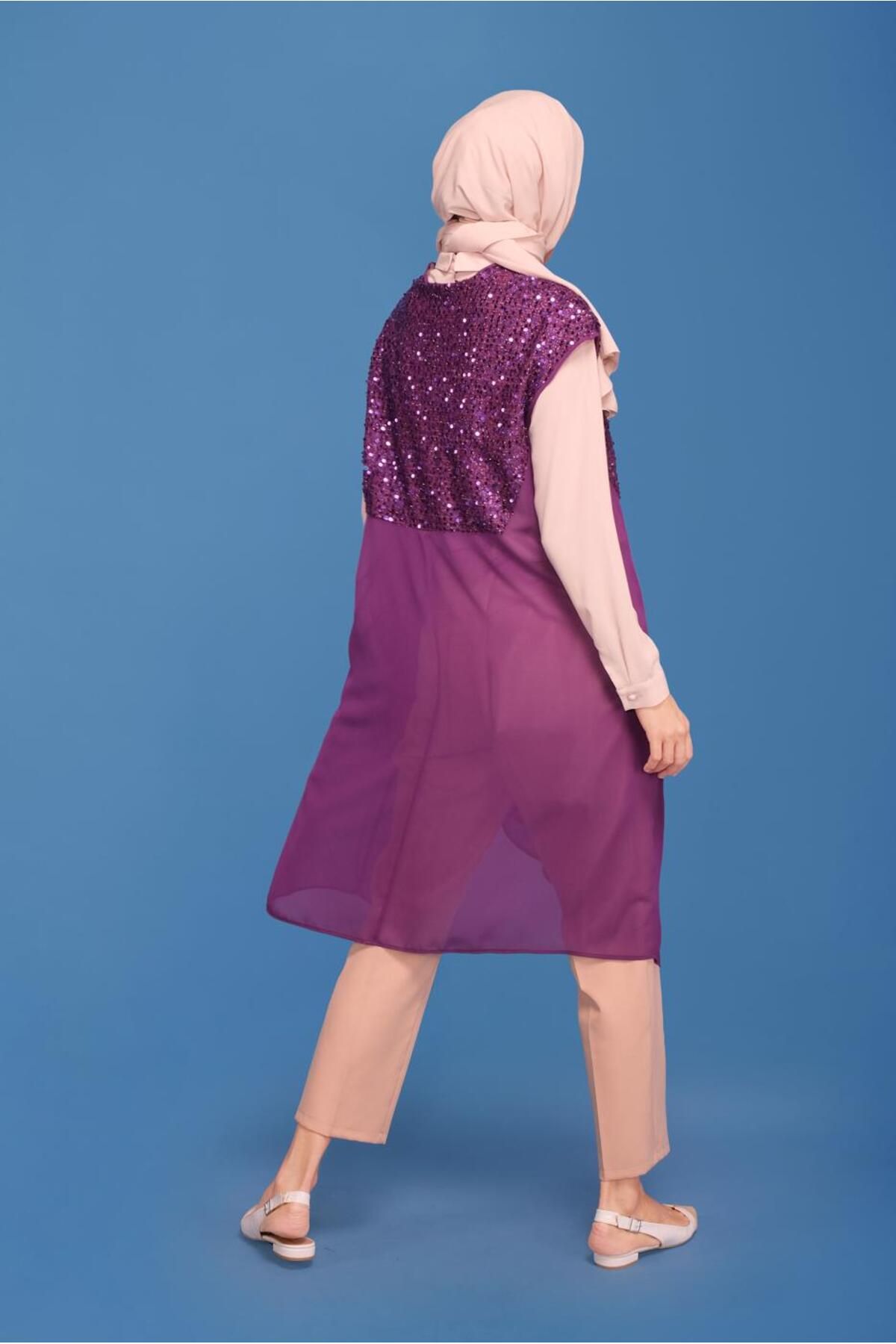 Alvina-40569 Model Double Tunic with Sequins 3