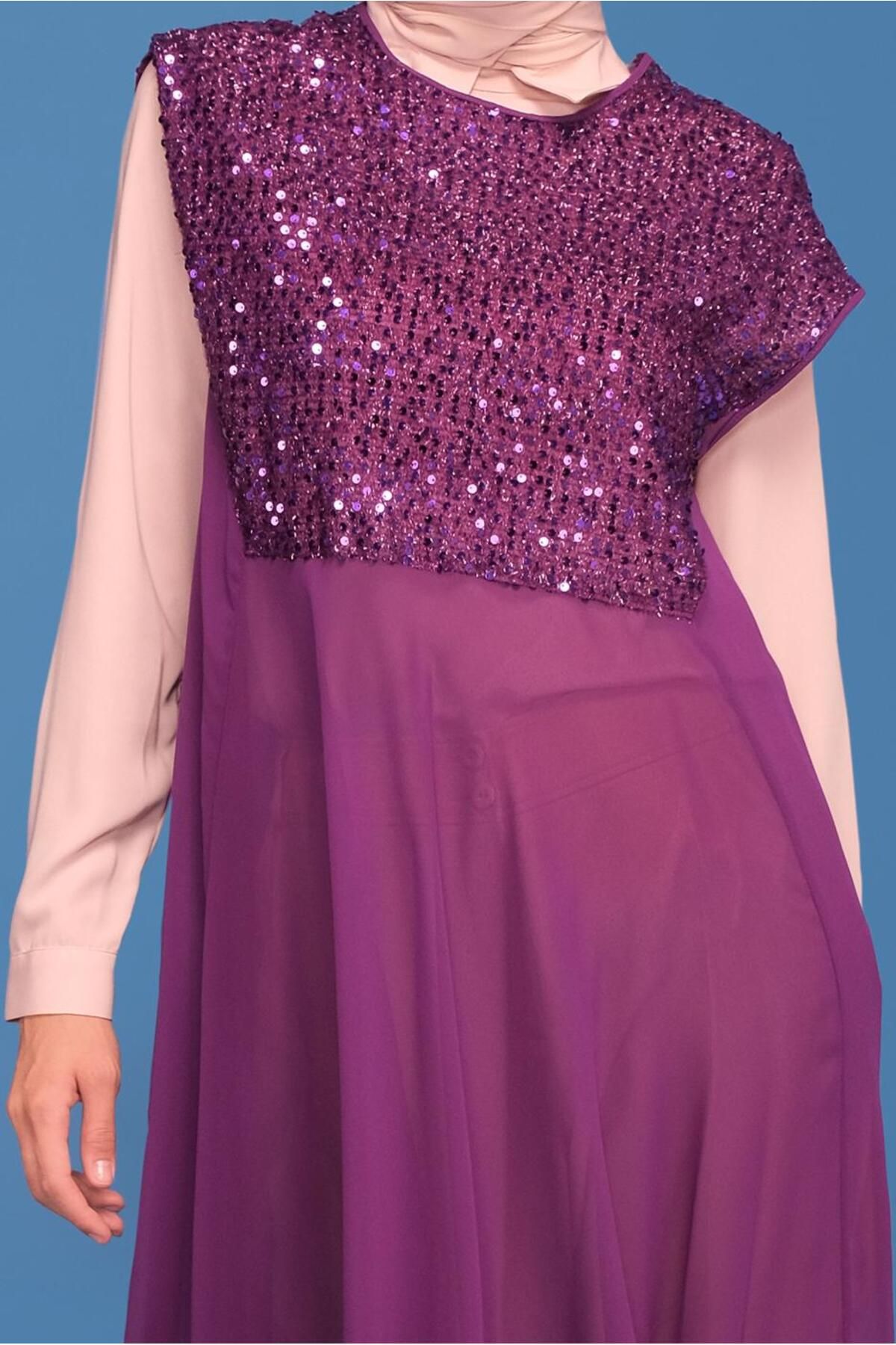 Alvina-40569 Model Double Tunic with Sequins 4