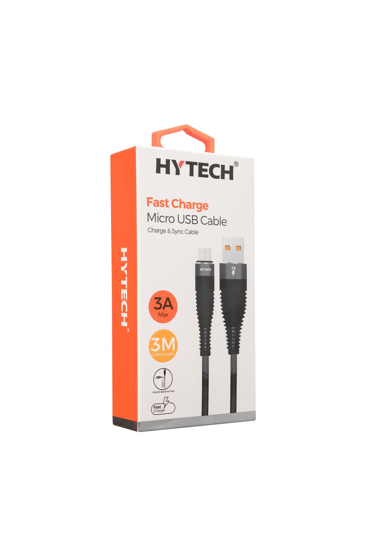 Hytech Hy-X2253M 3A Micro Usb 3 Metre Gri Data + Sarj Kablosu