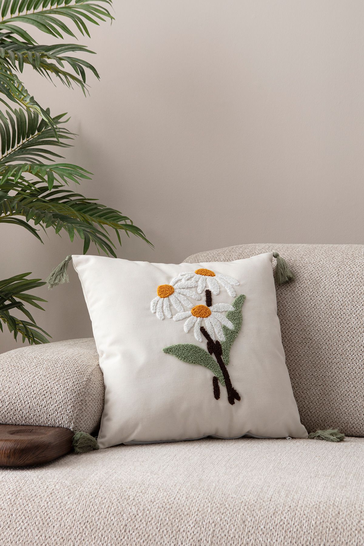 EVOTTO HOME COLLECTİON Comfort Punch Desenli Kırlent Kılıfı Kare Dekoratif Bohem Nakışlı Koltuk Yastık Kılıfı panç 45x45