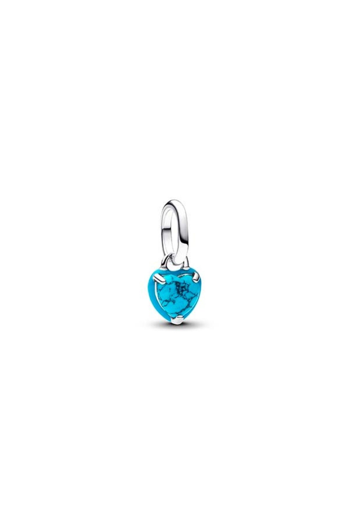 Pandora Turkuaz Renkli Kalp Mini Sallantılı Charm