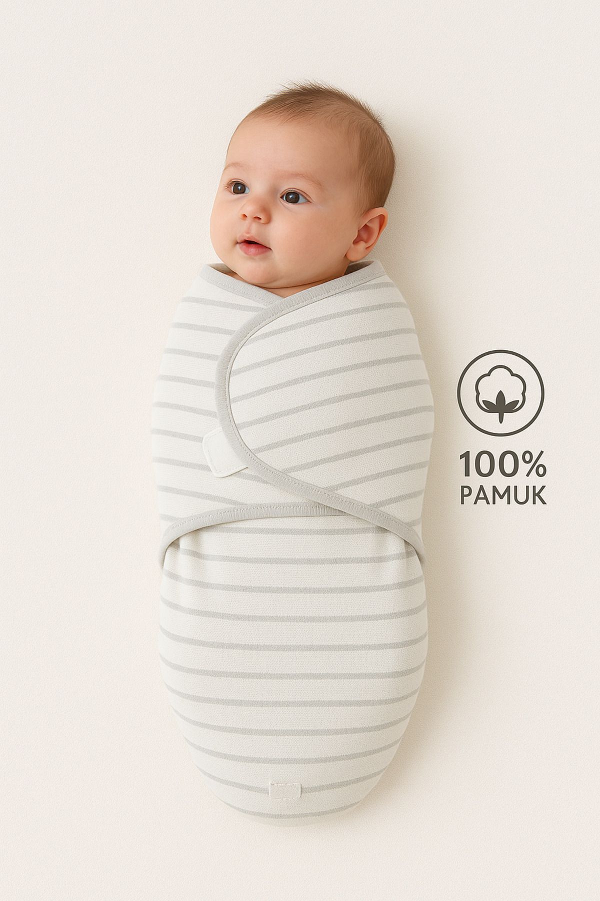 Mimocan 0-4 Ay Bebek İçin %100 Pamuk Kundak, Cırt Cırtlı, Yumuşak Penye Kumaş, Nefes Alan Kumas