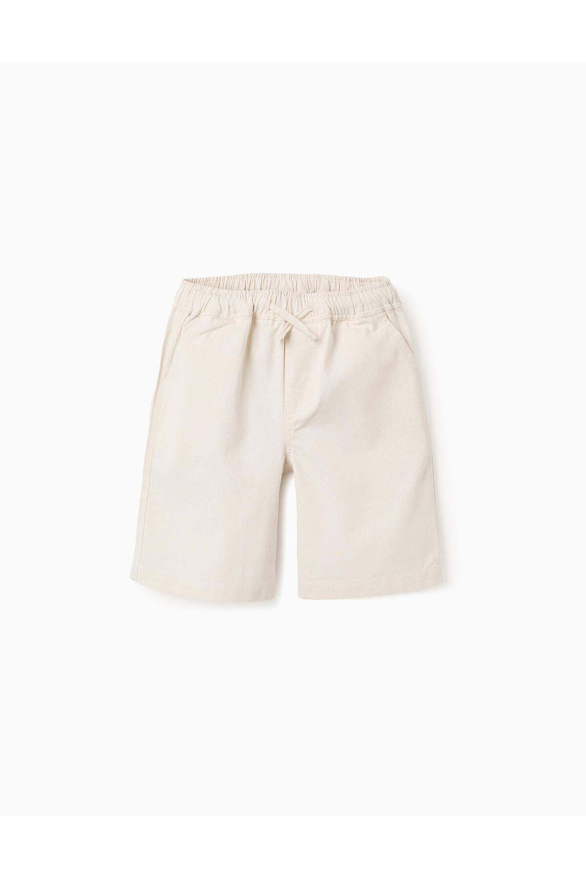 Ziddy-Cotton and Linen Shorts for Boys 'Midi', Beige 1