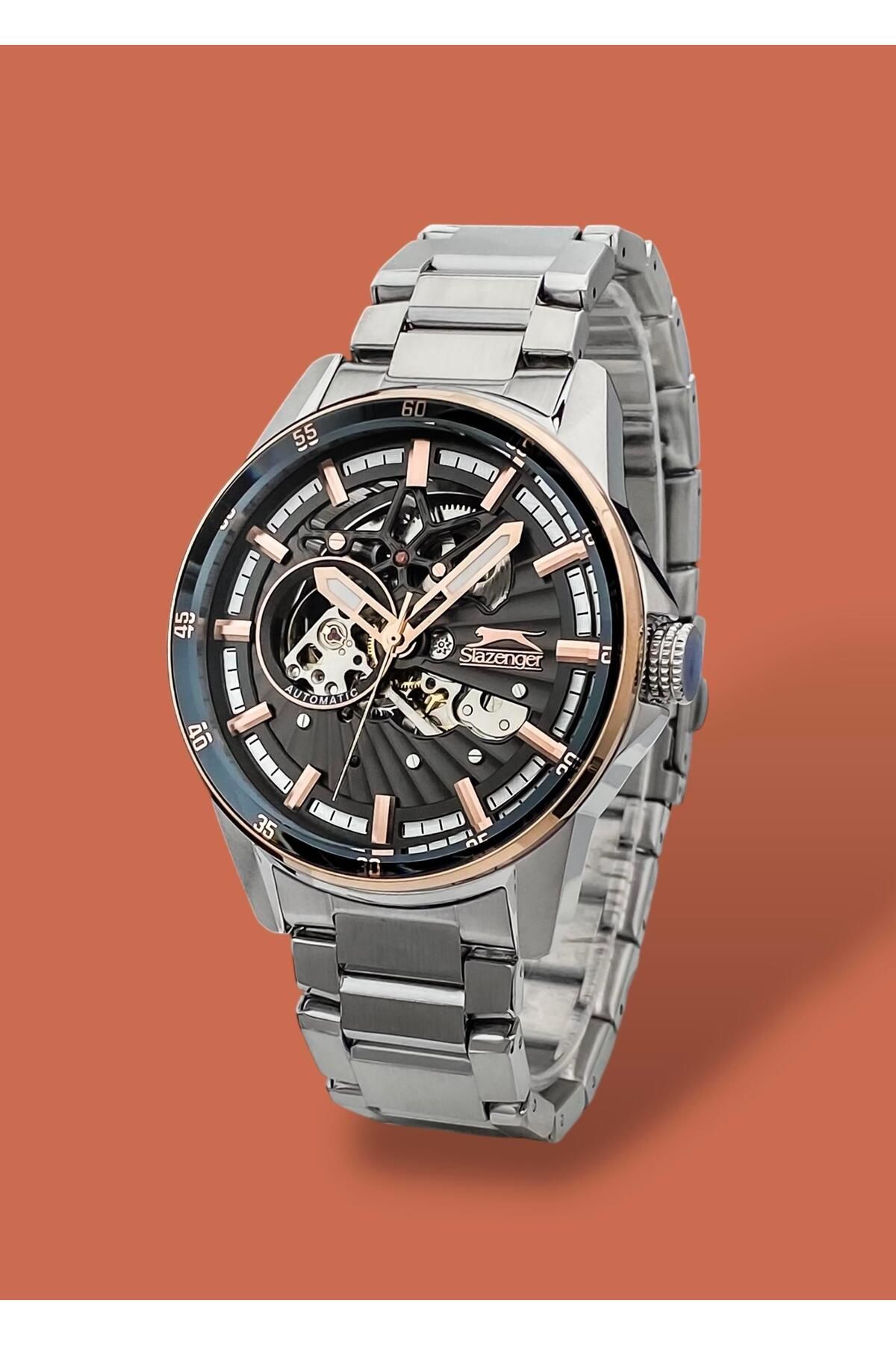 Slazenger Orijinal 2 Yıl Garantili Otomatik Mekanizma Çelik Kordon Erkek Kol Saati