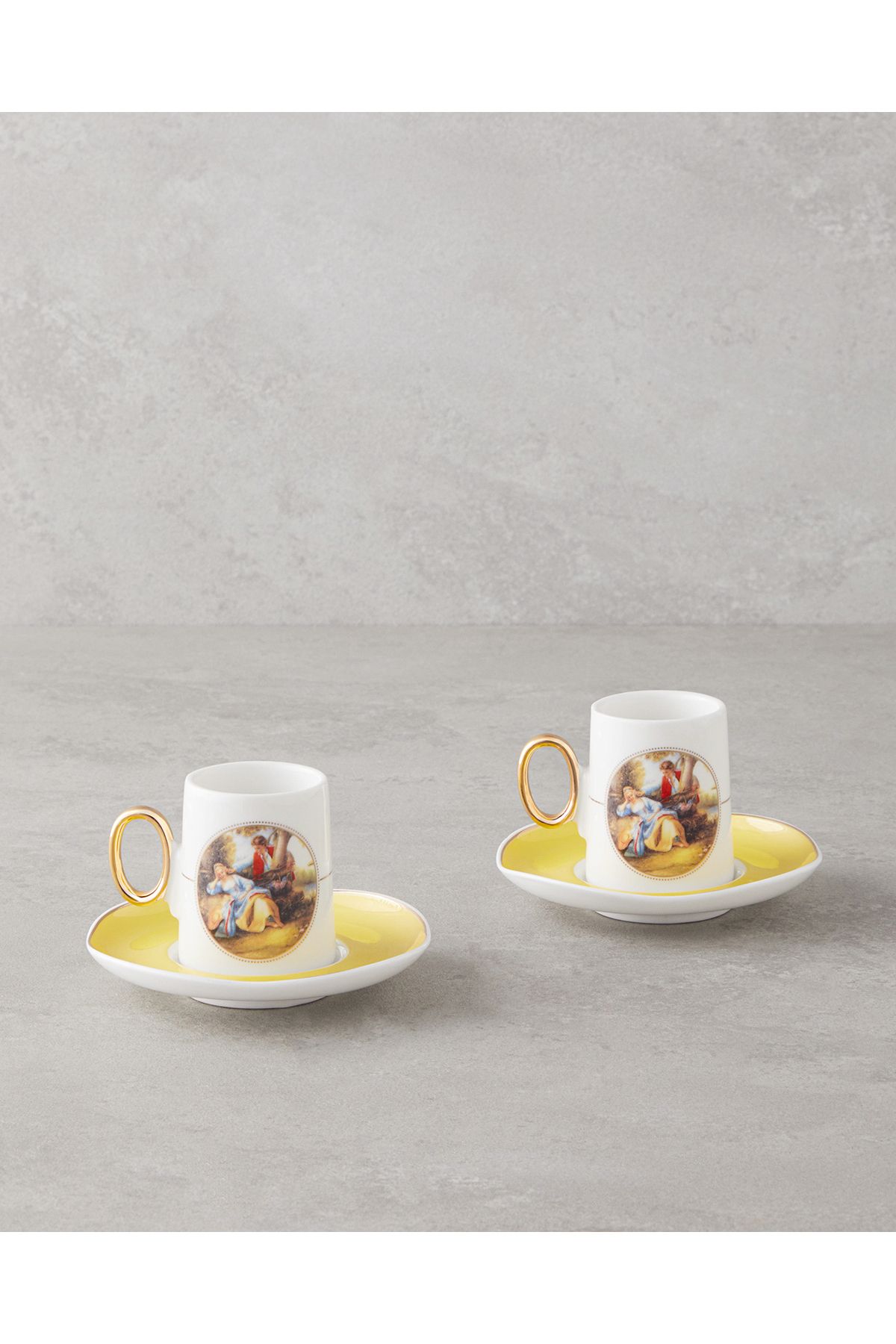 English Home Selene Porselen 4 Parça 2 Kişilik Kahve Fincan Takımı 80 ml Sarı