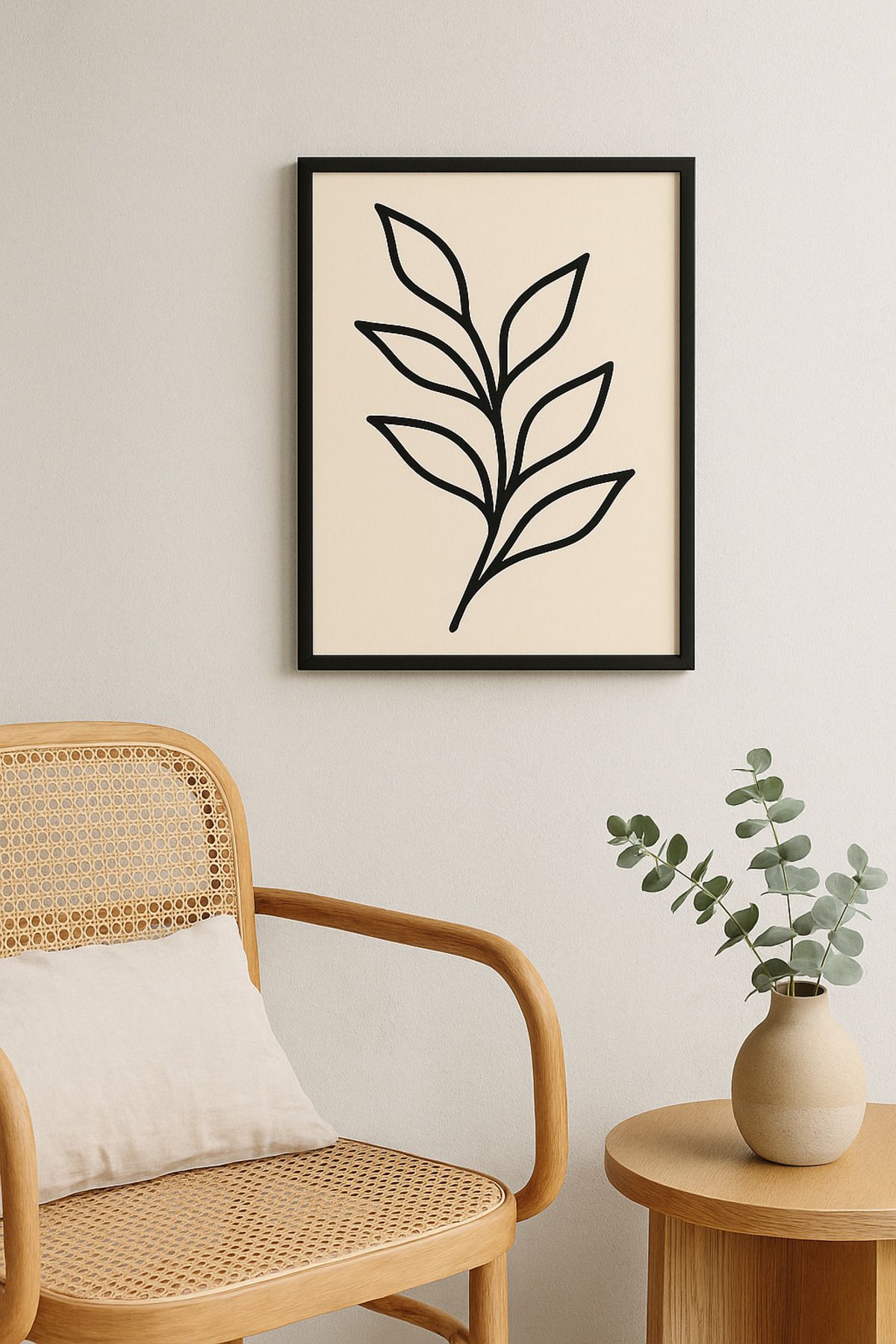 Artella Minimal Çizgisel Botanik MDF Tablo – 25×35 cm