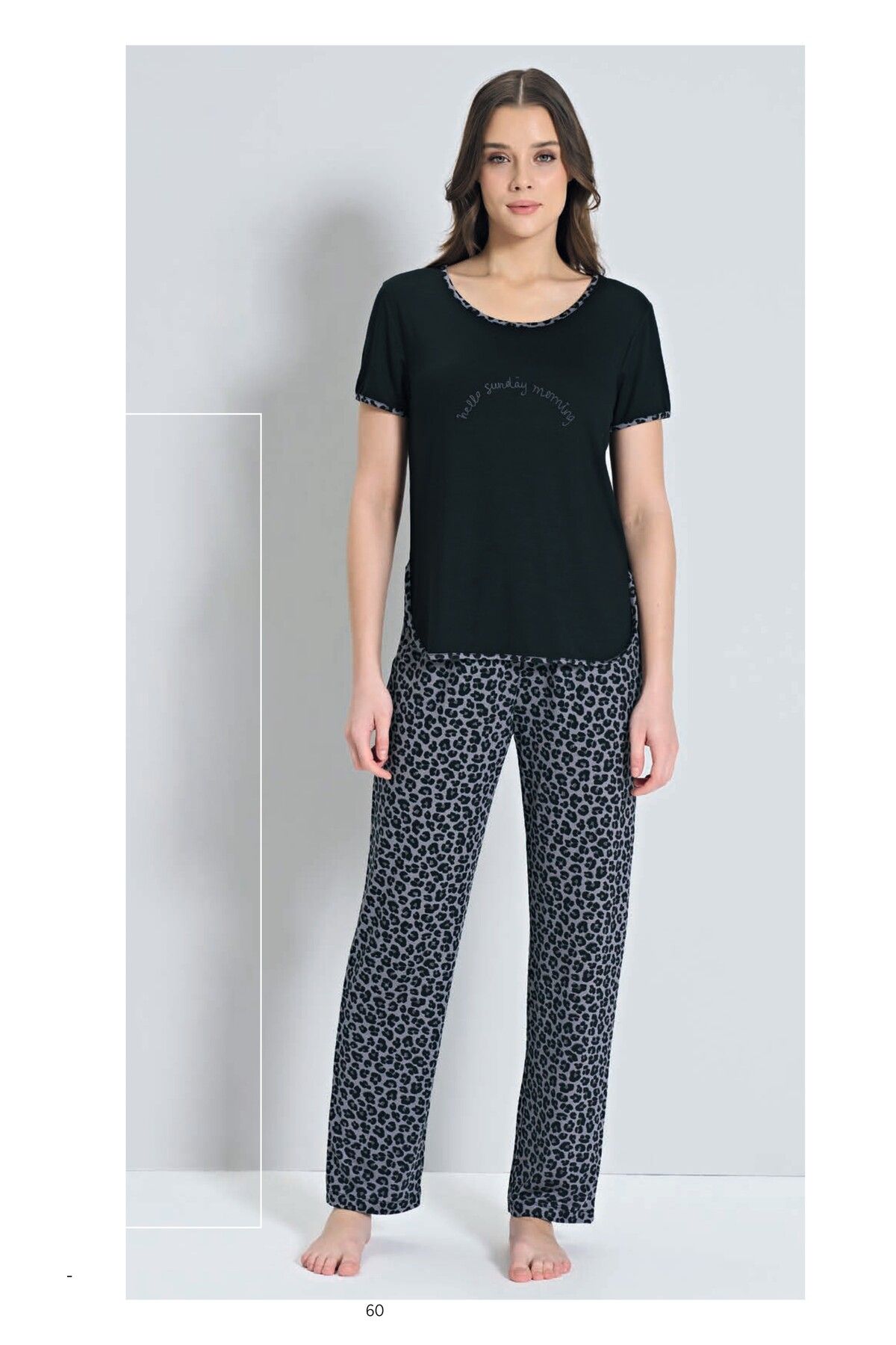 Pijadore kadın kısa kollu pamuklu pijama takımı