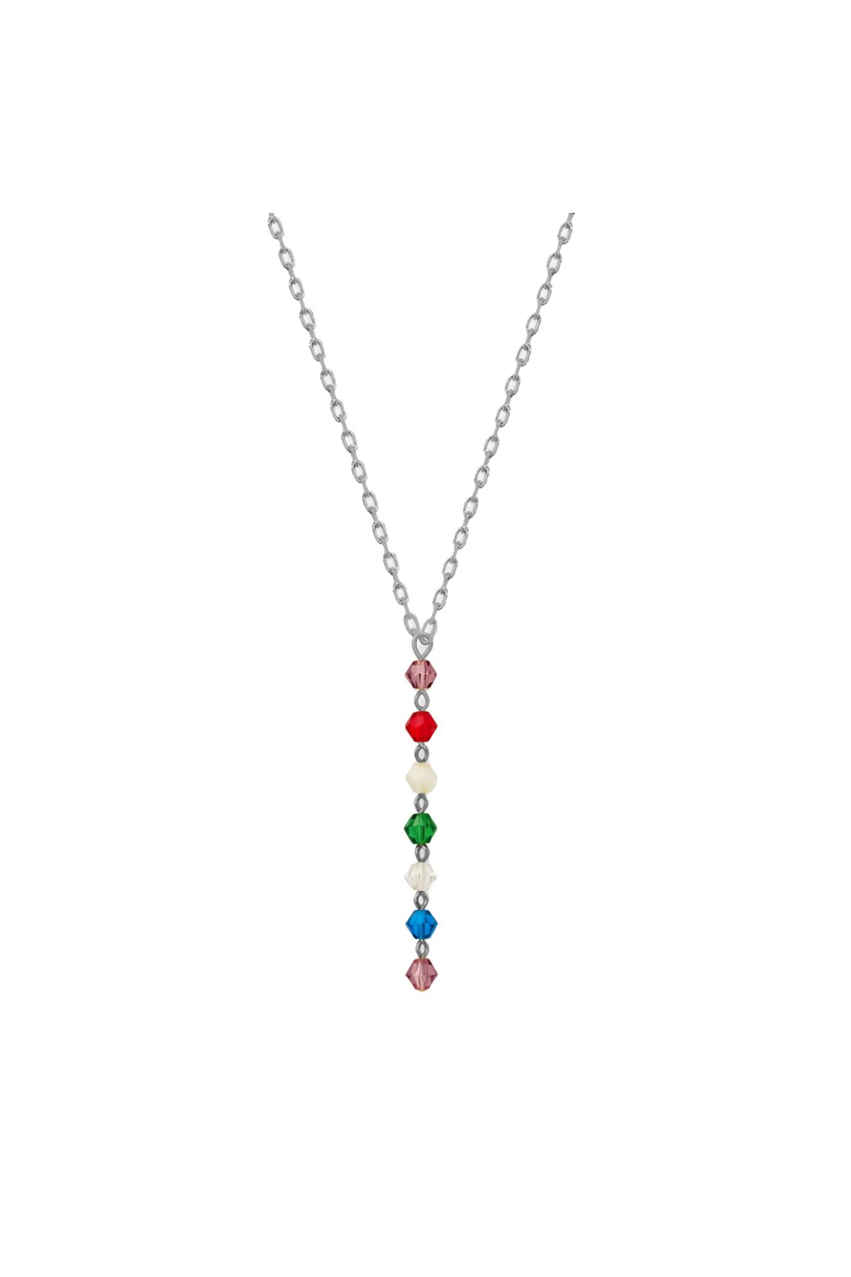 Silveranka 925 Ayar Gümüş 7 Çakra Kristal Harmoni Reiki Y Model Kolye