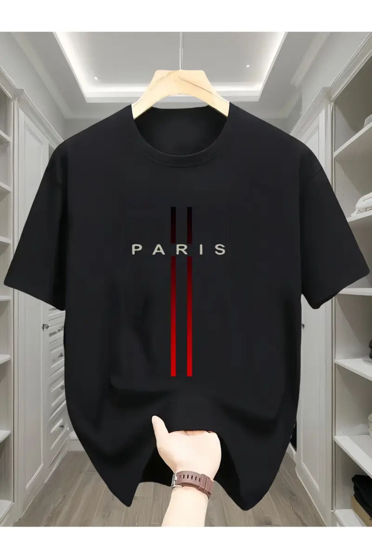 AEMİ Unisex Paris Oversize Bisiklet Yaka T-shirt