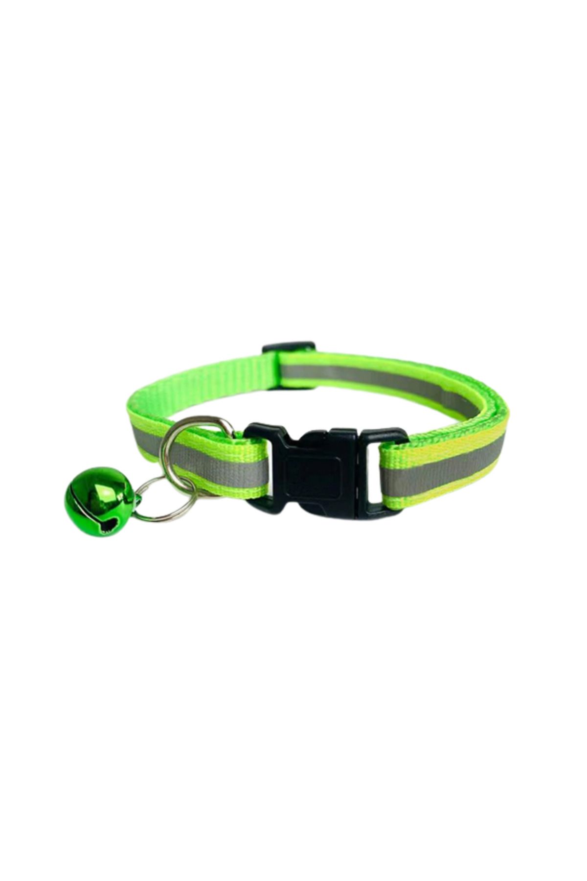 OEM Zgarda Reflectorizanta Pentru Caini Si Pisici, Cu Clopotel, Reglabil 21-33 Cm, Verde - Classic