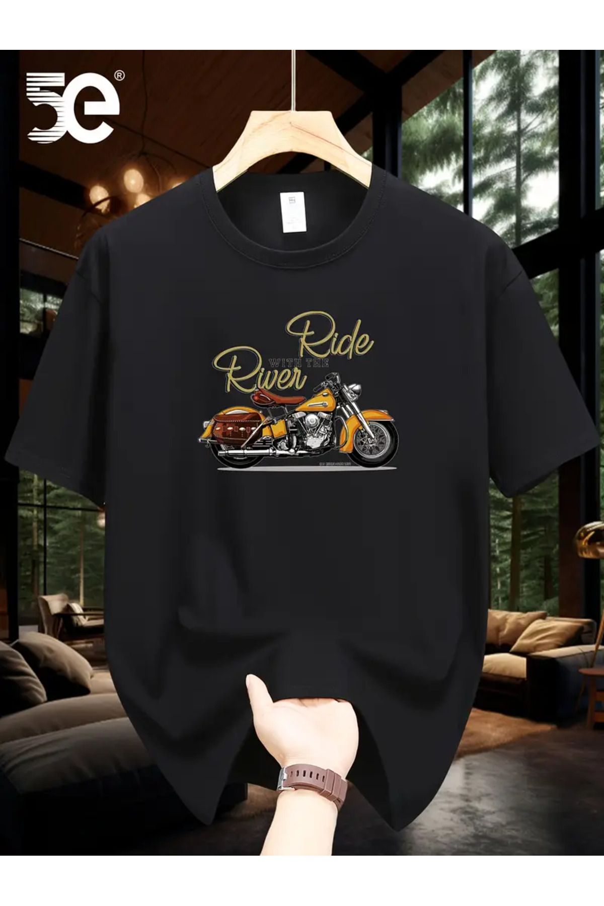 AEMİ Unisex Ride River Oversize Bisiklet Yaka T-shirt