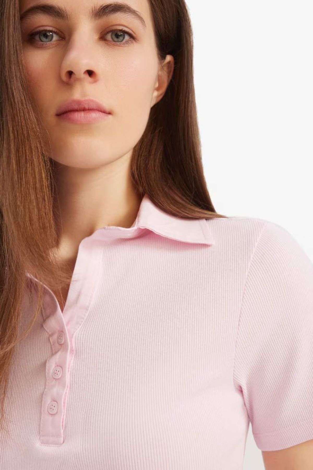 DeFacto Slim Fit Dar Kesim Fitilli Kaşkorse Kısa Kollu Polo Tişört
