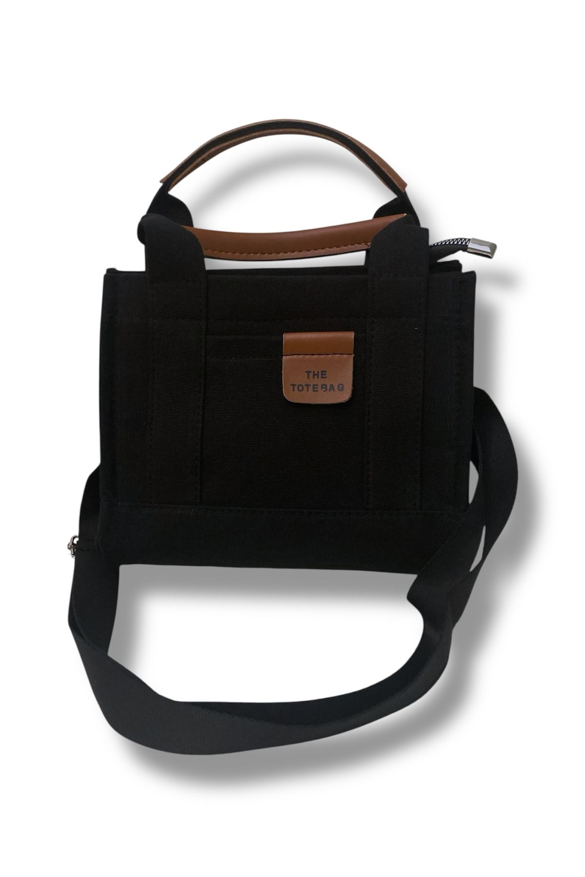 Aksesuaria Kanvas Tote Bag Siyah El ve Omuz Çantası