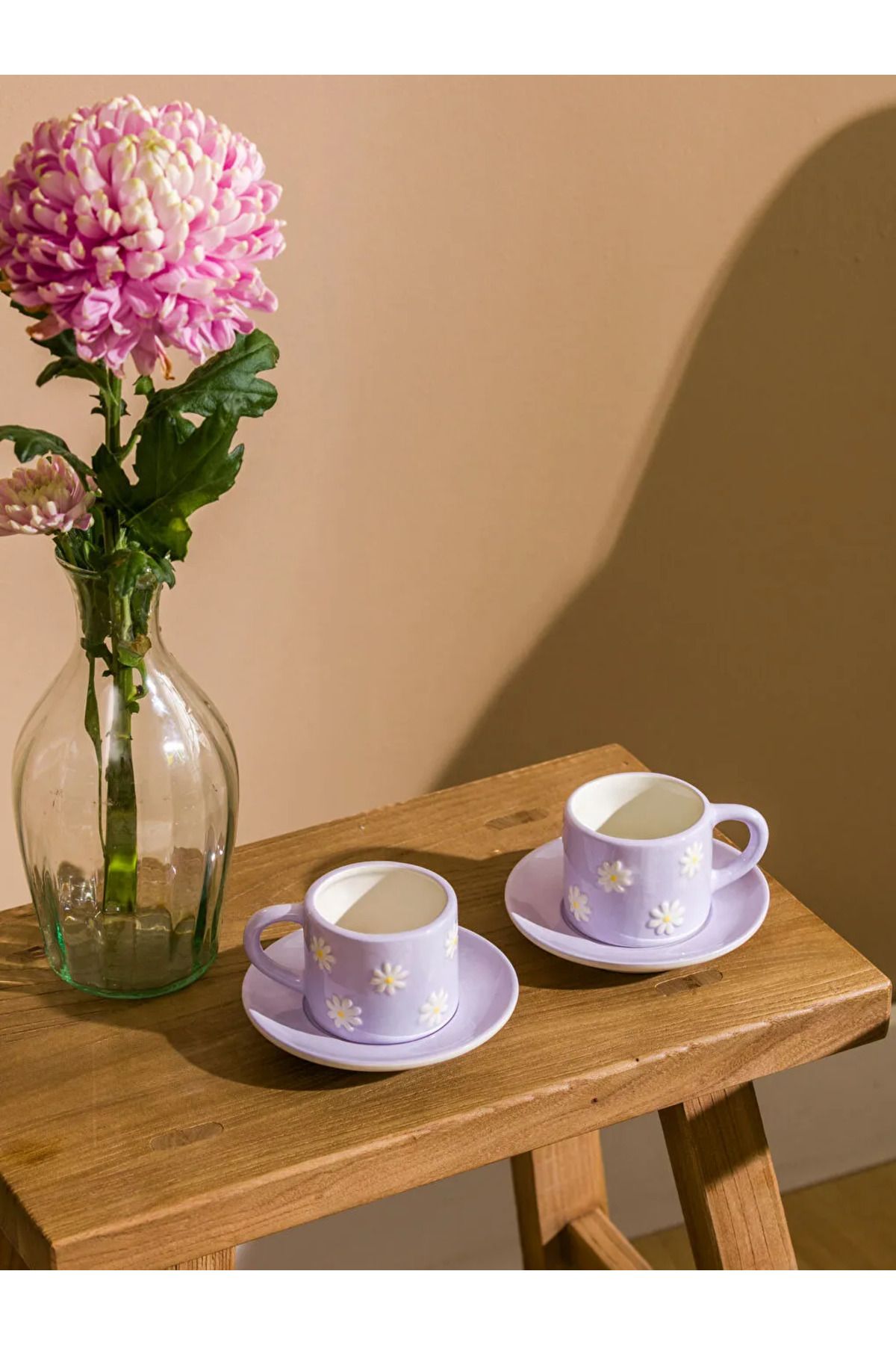 LC Waikiki LCW HOME Lila Çiçek Baskılı 2 Kişilik Porselen Kahve Fincan Takımı 100 ml