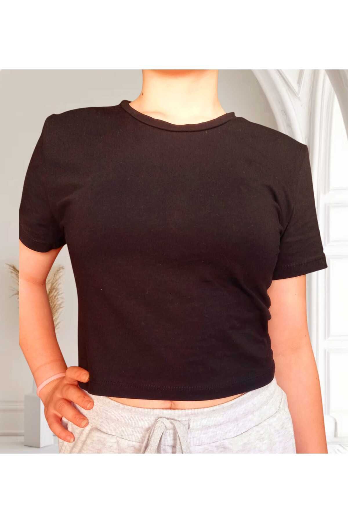 MODA Kadın Bele Oturan Crop Tişört