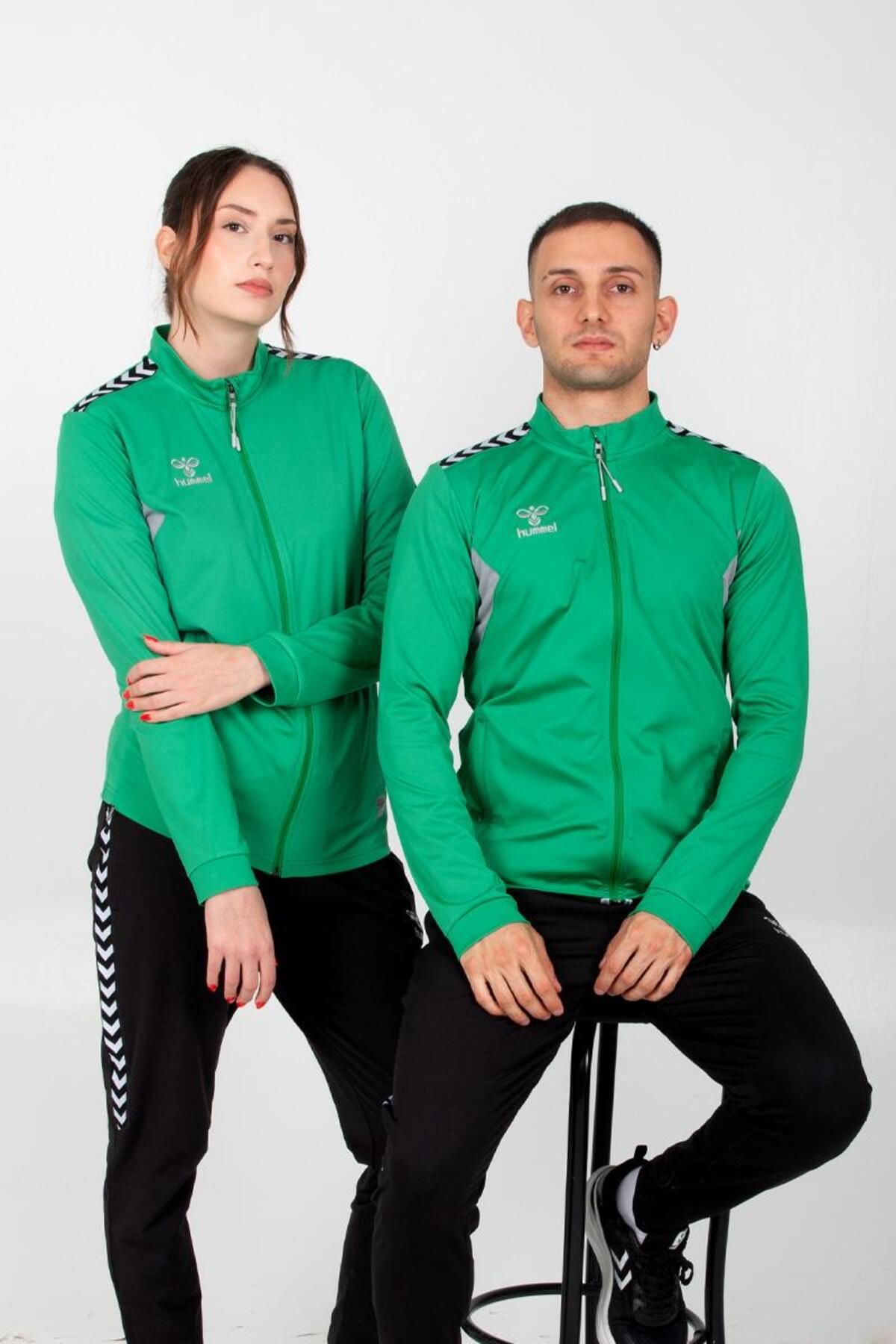 ست گرمکن ورزشی مردانه و زنانه لباس مناسب برای کمپینگ چمن سبز hummel