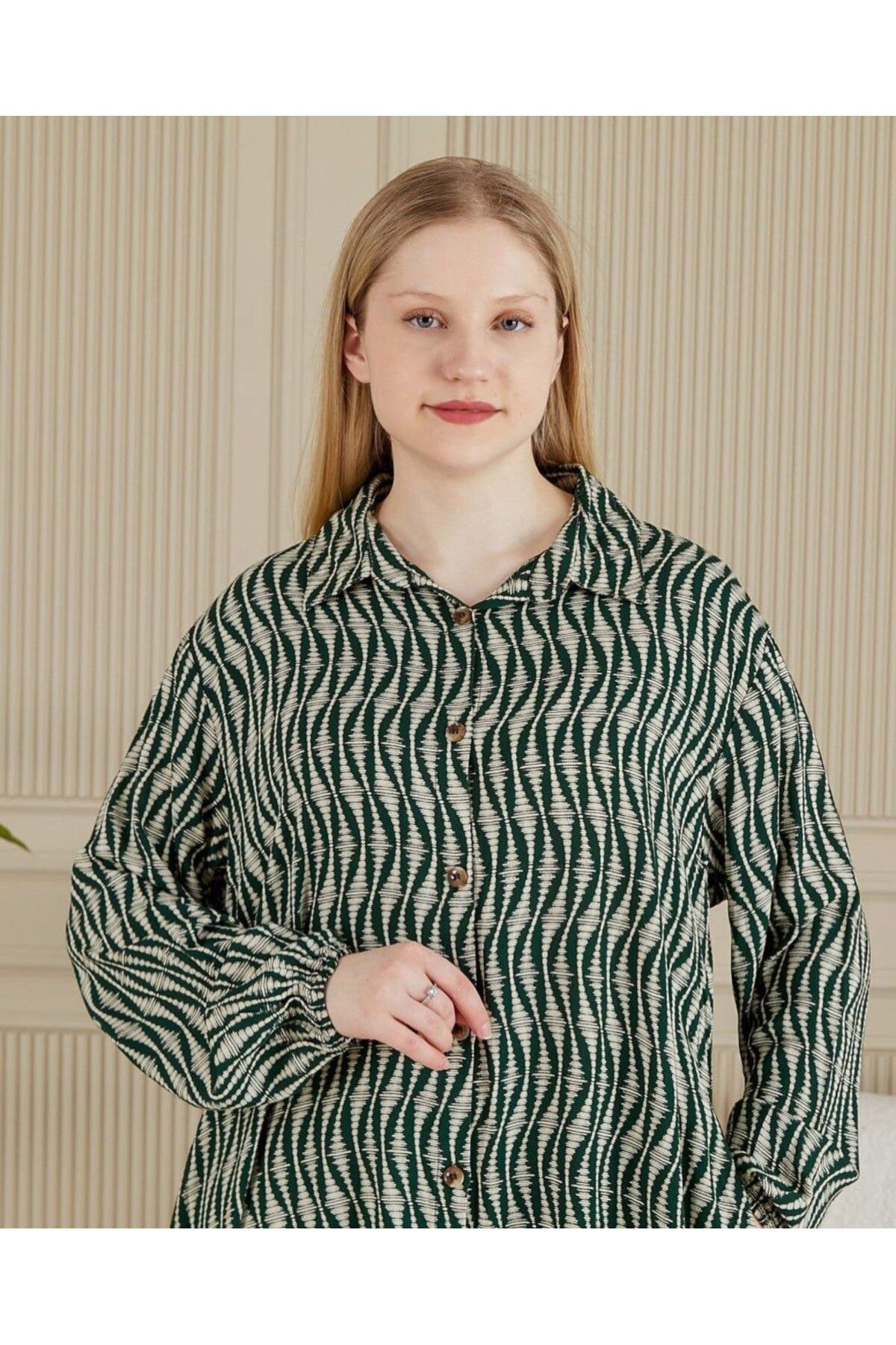 Sevda Kılınç Büyük Beden Desenli Elbise
