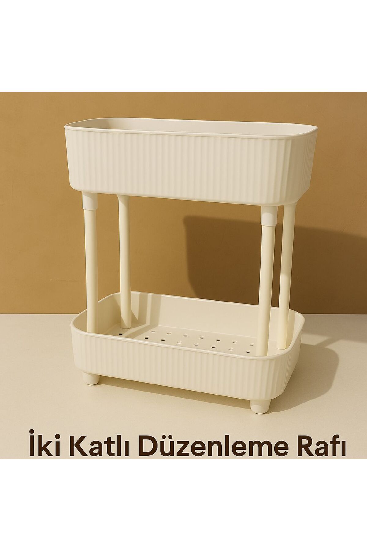 Evoda Life İki Katlı Plastik Düzenleyici Raf Mutfak ve Banyo Çok Amaçlı Kullanım