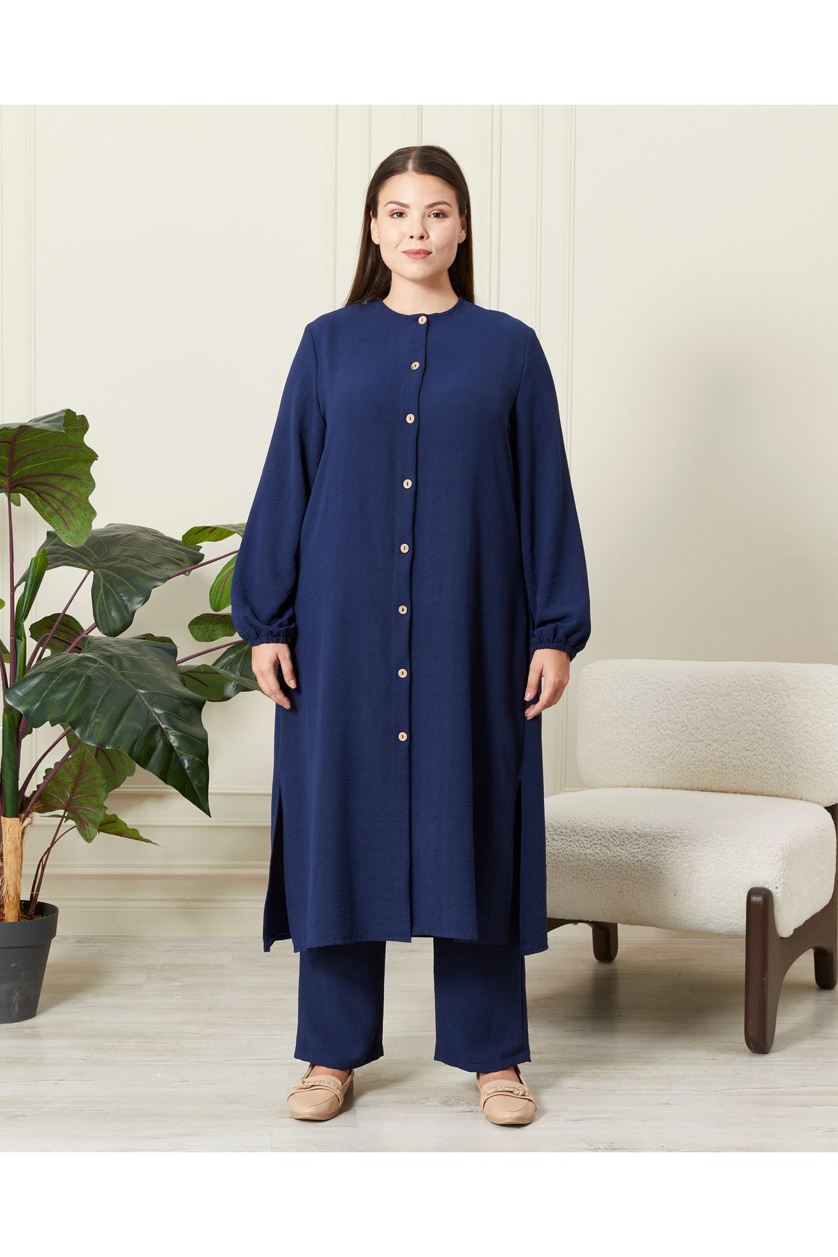 Ferace-Σετ 2 τεμαχίων λινό Plus Size Ayrobin - Γυναικείο 1