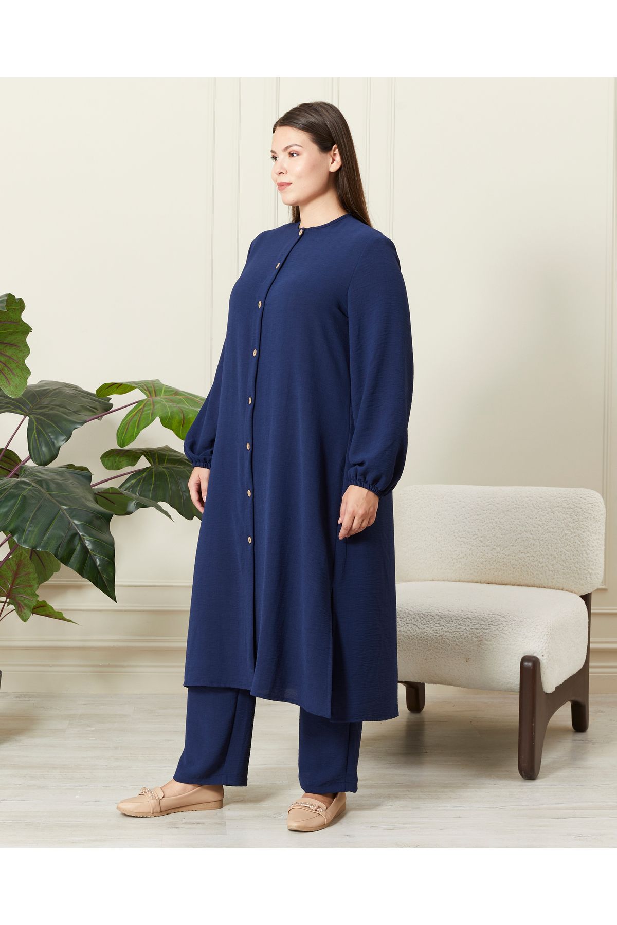 Ferace-Σετ 2 τεμαχίων λινό Plus Size Ayrobin - Γυναικείο 4