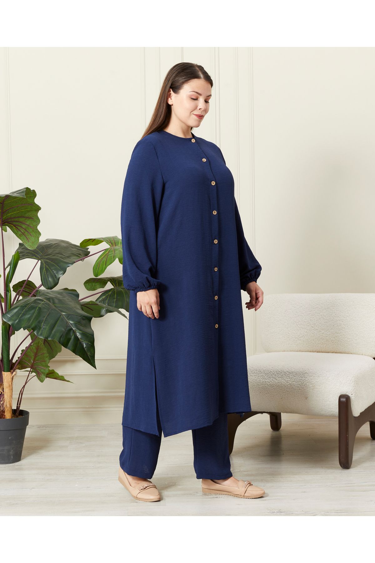 Ferace-Σετ 2 τεμαχίων λινό Plus Size Ayrobin - Γυναικείο 3