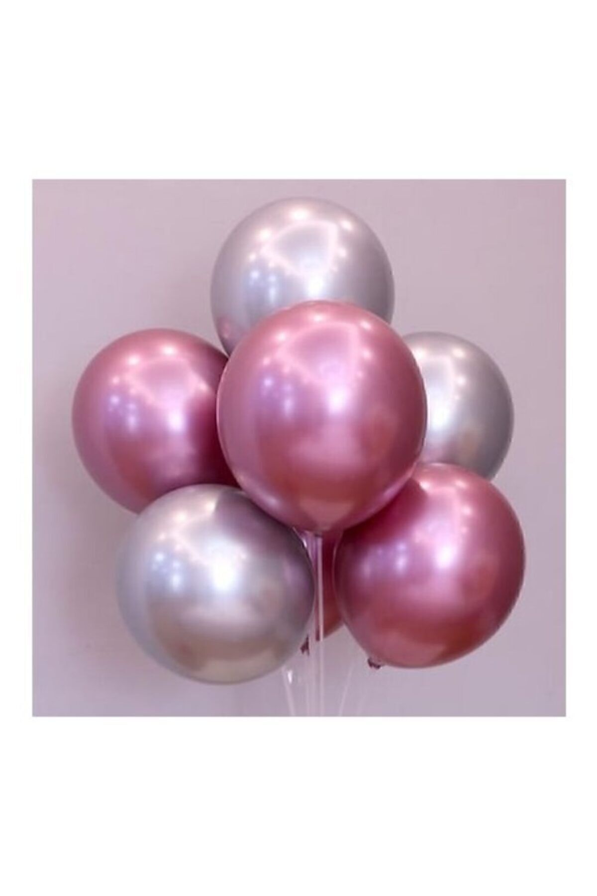 DOĞA PARTİ EVİ Balon Evi Balon Parti Balonu Krom Balon Gümüş-pembe Balon 10 Adet