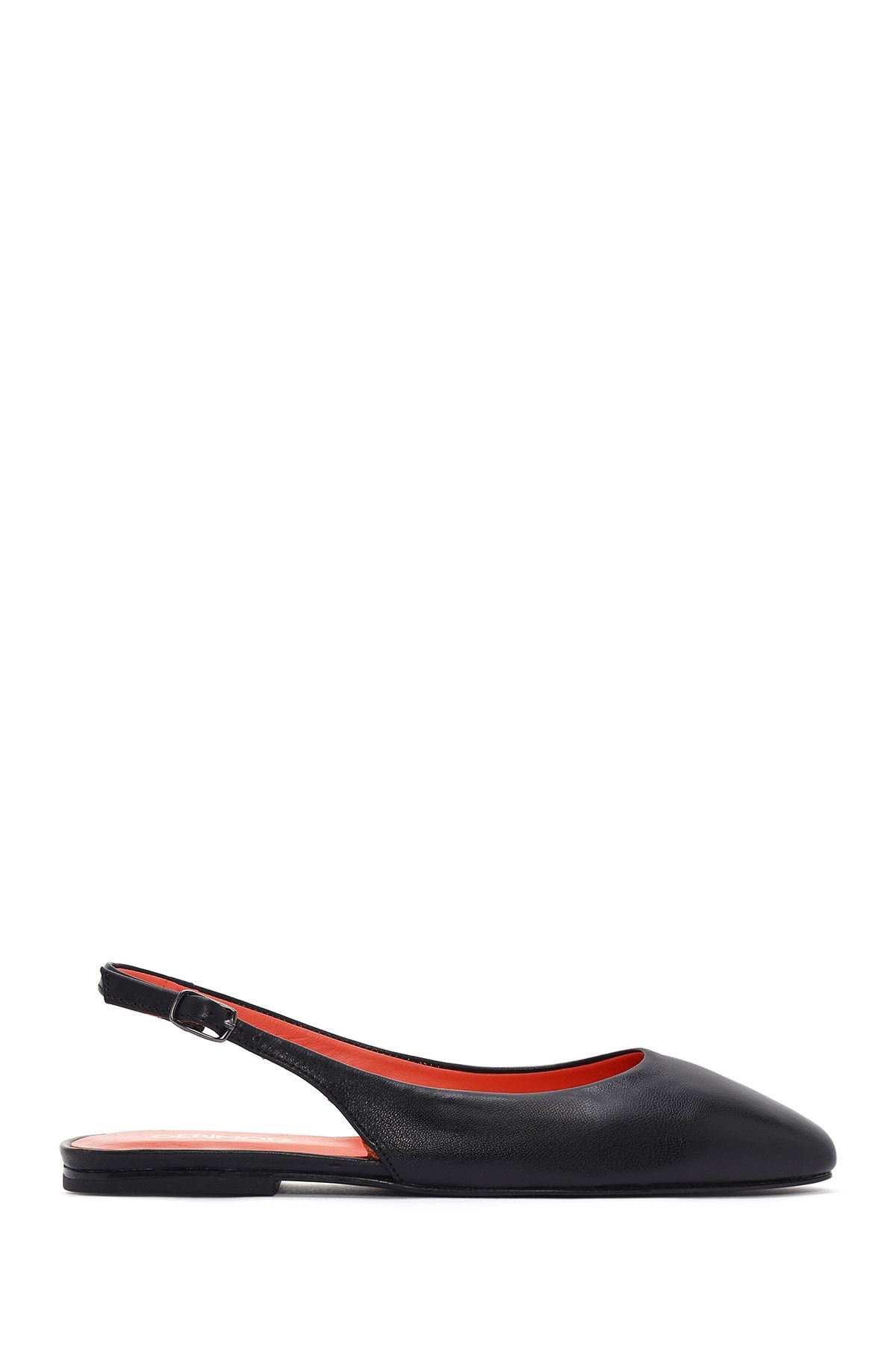 بابیت مشکی زنانه سیاه پشت کفش تخت چرمی 24SFD405418 Derimod