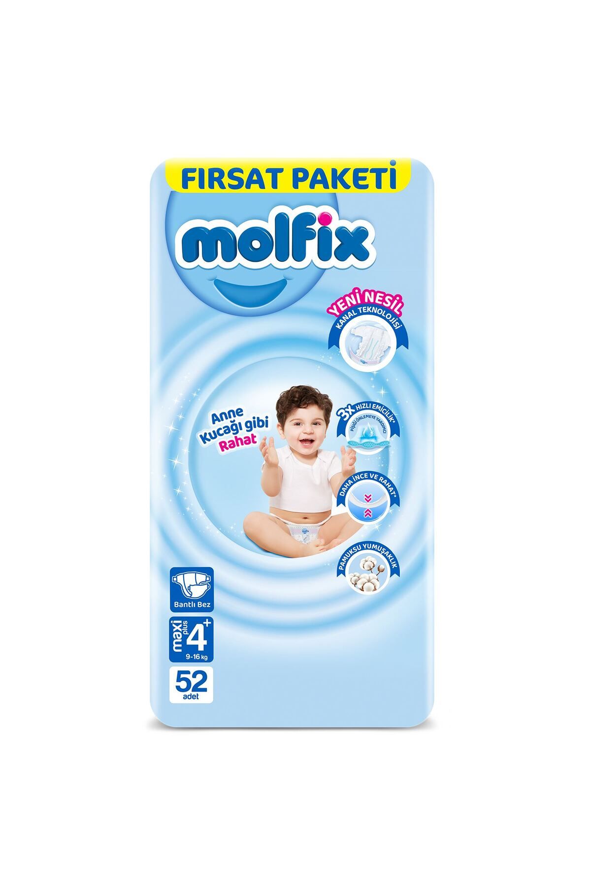 Molfix Bebek Bezi 4+ Beden Maxi Plus 52 Adet