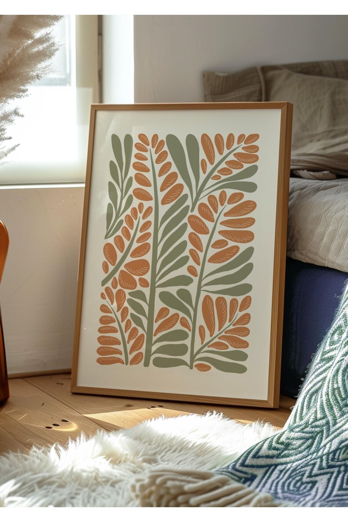 Dekorsiahome Tek Parça Ahşap Çerçeveli Oturma Odası Salon Mutfak Tablo TK0466