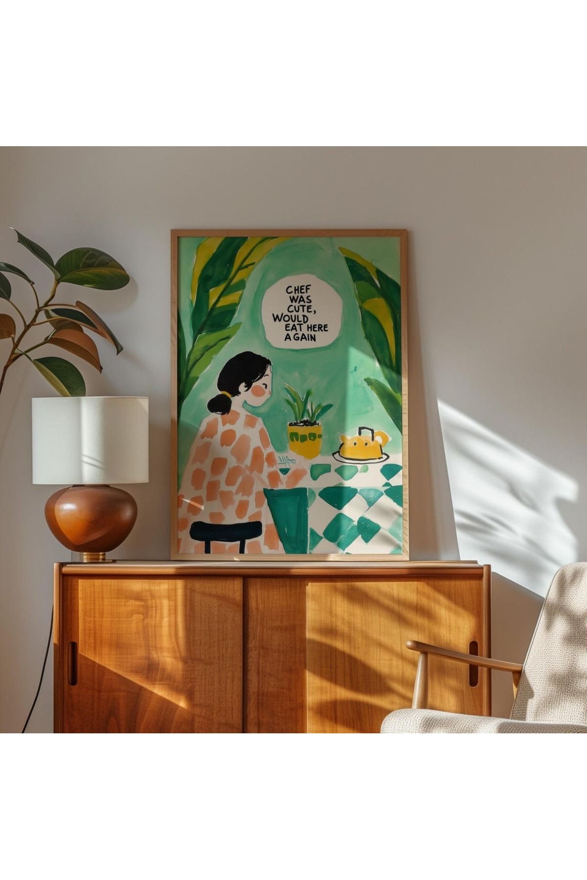Dekorsiahome Tek Parça Ahşap Çerçeveli Oturma Odası Salon Mutfak Tablo TK0446