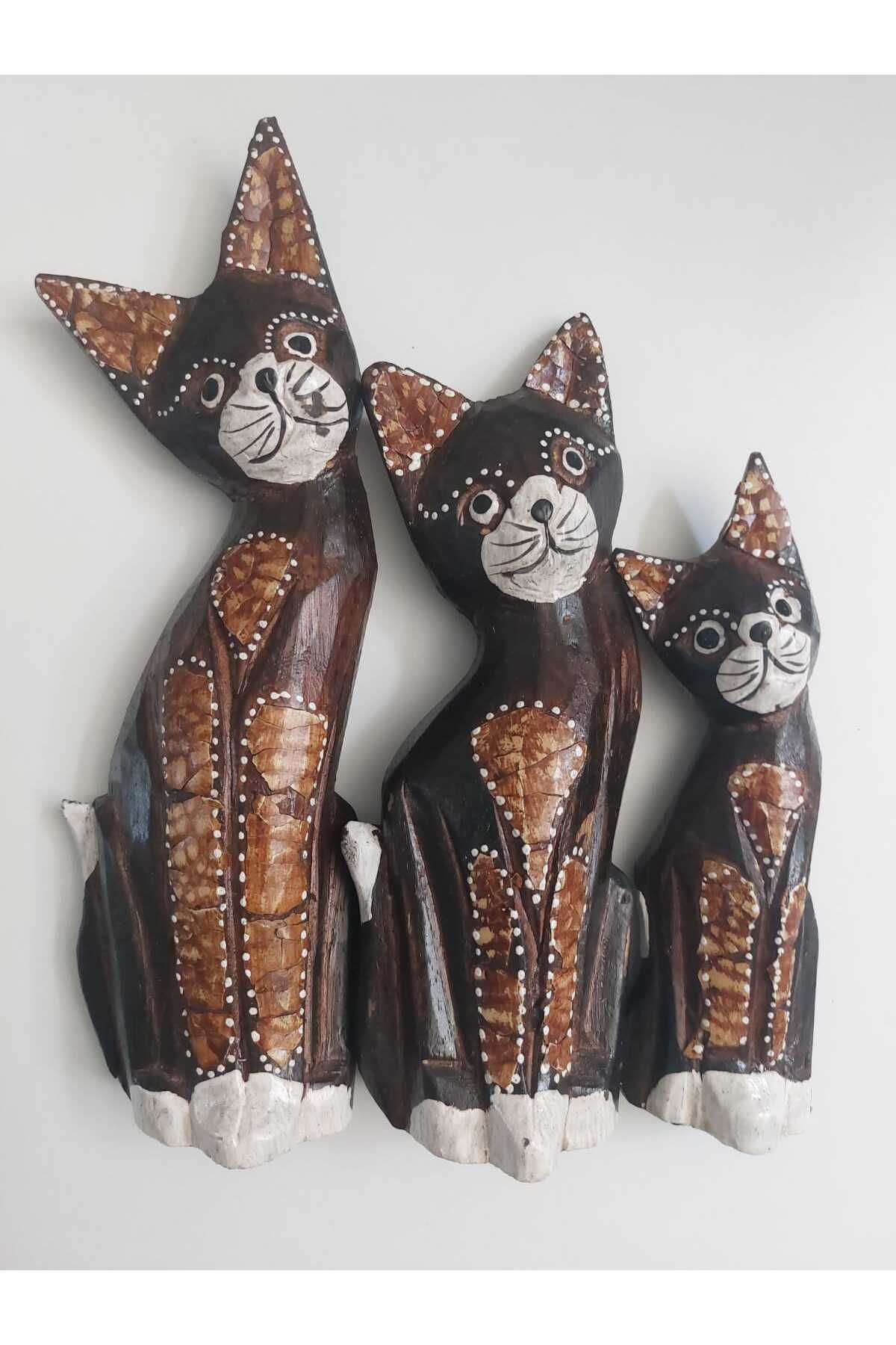 M.C Biblo Ahşap Kedi Ailesi - 25 cm