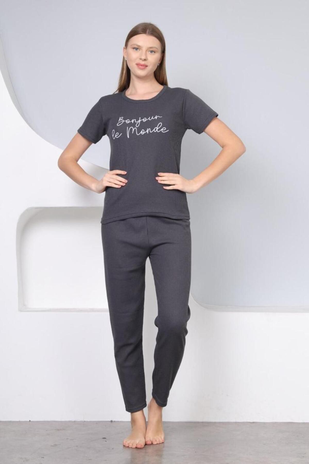 GVN Baskılı Fitilli Pijama Takımı