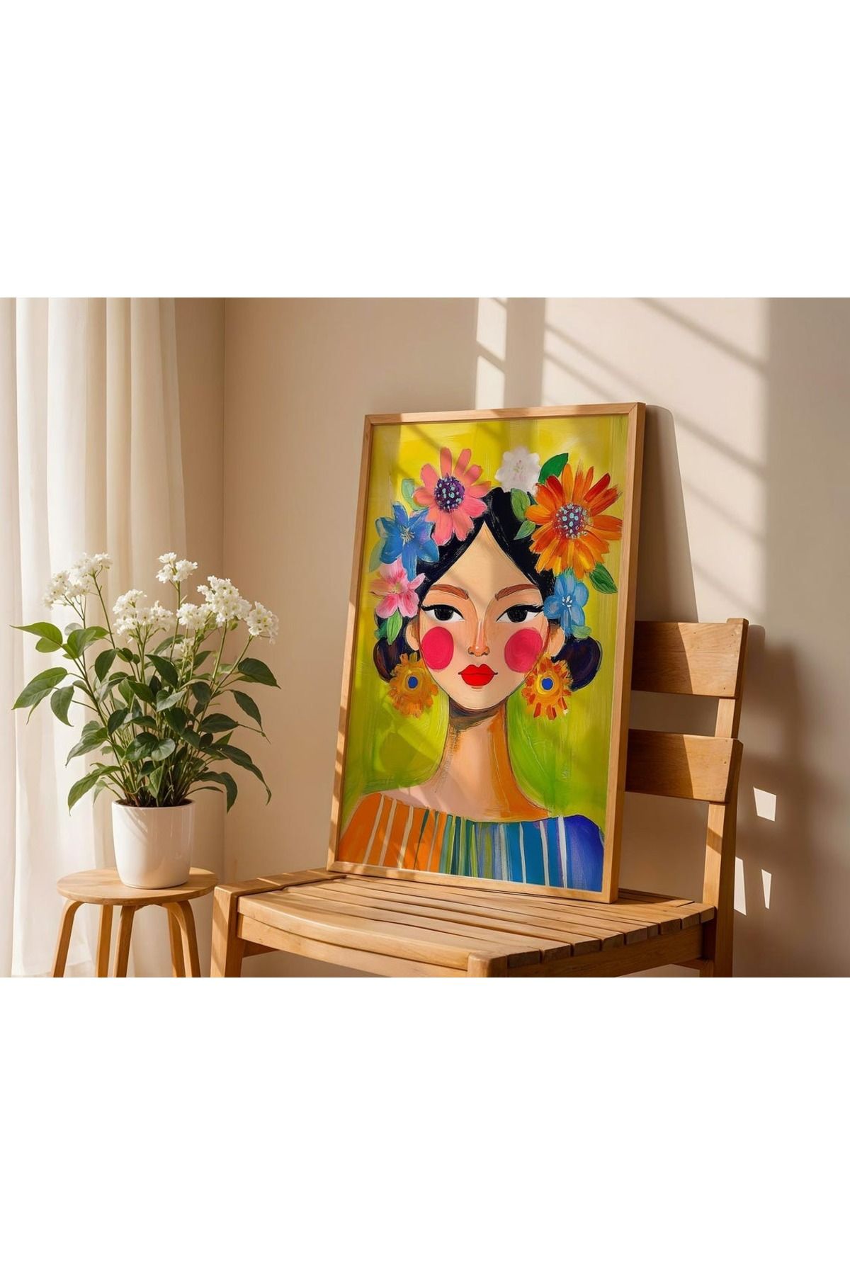 Dekorsiahome Tek Parça Ahşap Çerçeveli Oturma Odası Salon Mutfak Tablo TK0488