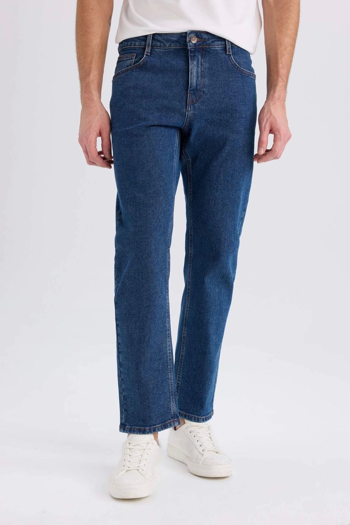 DeFacto D9829 Mavi Sergio Regular Fit Normal Kalıp Normal Bel Boru Paça Jean Pantolon