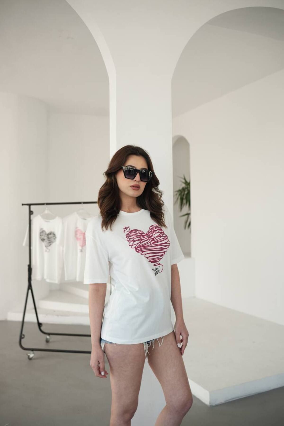 FioriModa Kalp Baskılı Tshirt