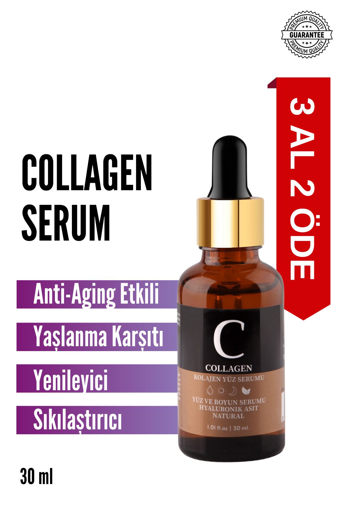 Dolgunlaştırıcı, Yaşlanma Ve Kırışıklık Karşıtı Collagen Cilt Bakım Serum (HYALURONİC ACİD) 30 ml