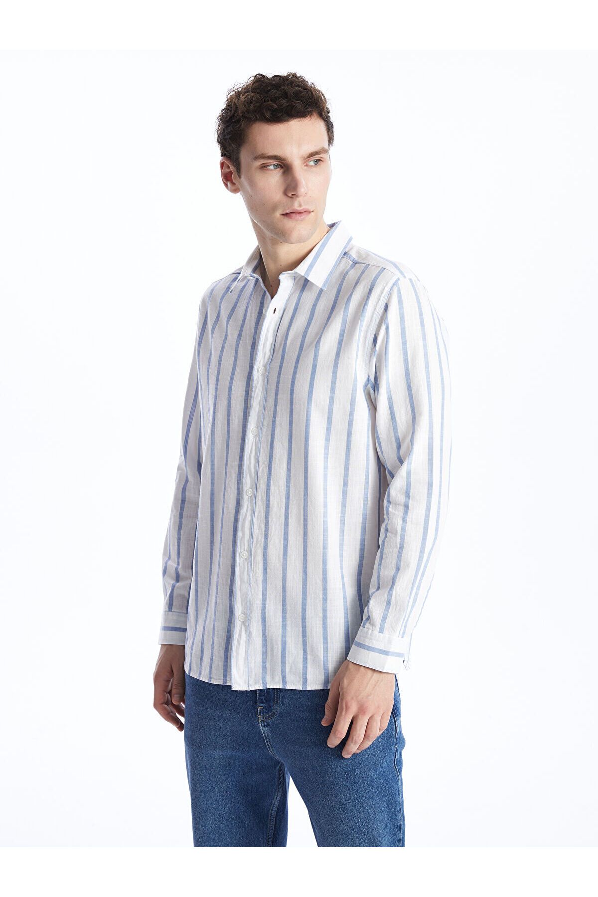 LC Waikiki Regular Fit Uzun Kollu Çizgili Erkek Gömlek