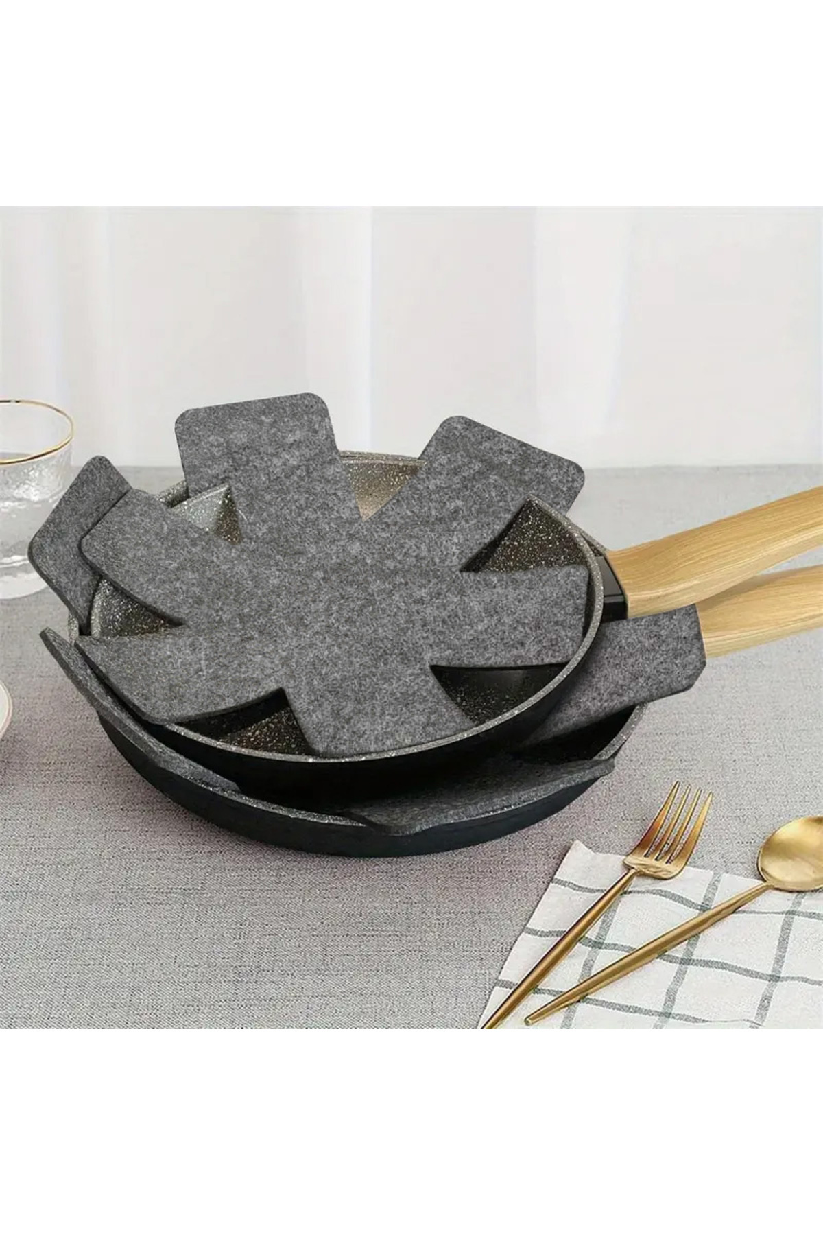 Viyens 12'li Tencere Tava ve Tabak Arası Keçe Yıldız Gri 35 x 35cm