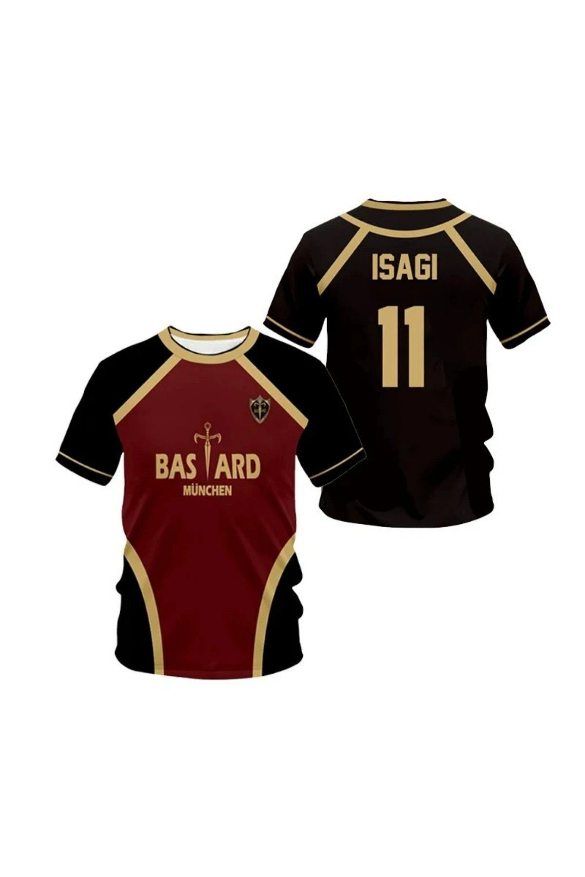 BALİNA Siyah Bordo Anime Blue Lock 11 Isagi Forma Unisex T-shirt -BLN
