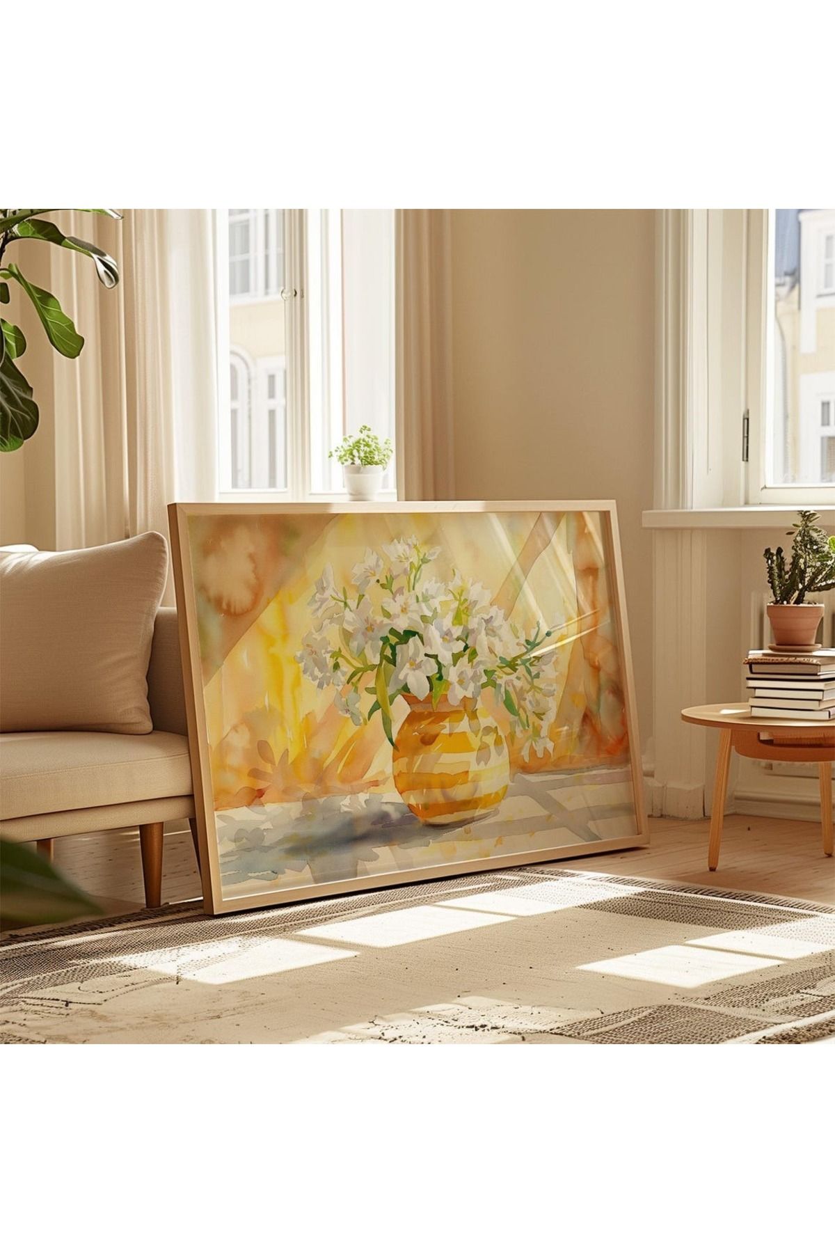 Dekorsiahome Tek Parça Ahşap Çerçeveli Oturma Odası Salon Mutfak Tablo TK0486