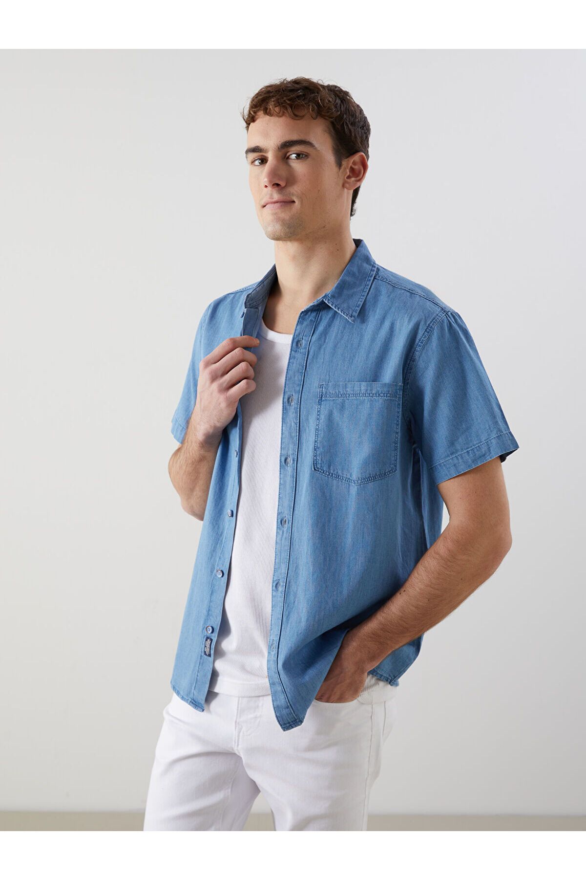 LC Waikiki Regular Fit Kısa Kollu Erkek Jean Gömlek