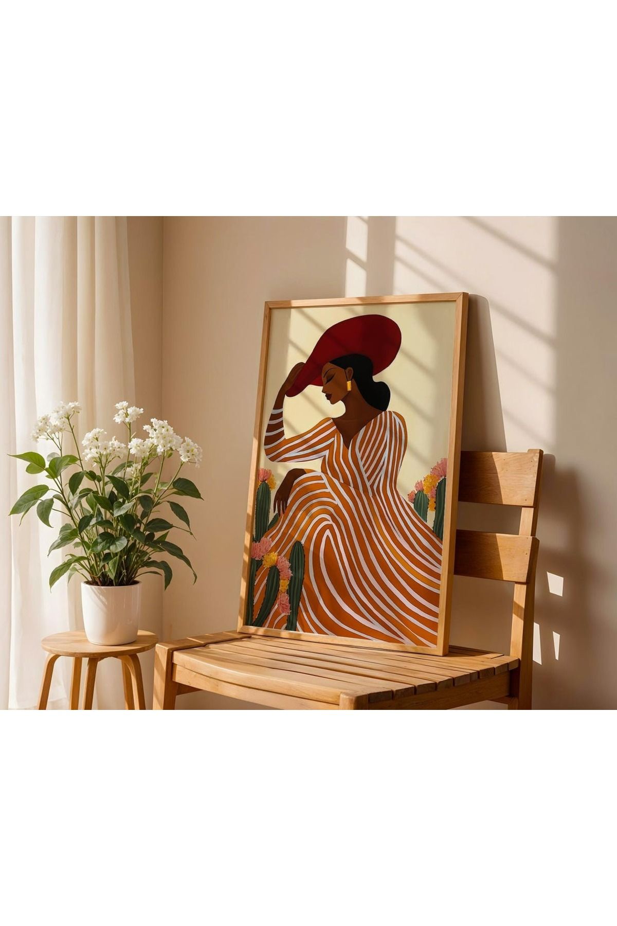 Dekorsiahome Tek Parça Ahşap Çerçeveli Oturma Odası Salon Mutfak Tablo TK0491