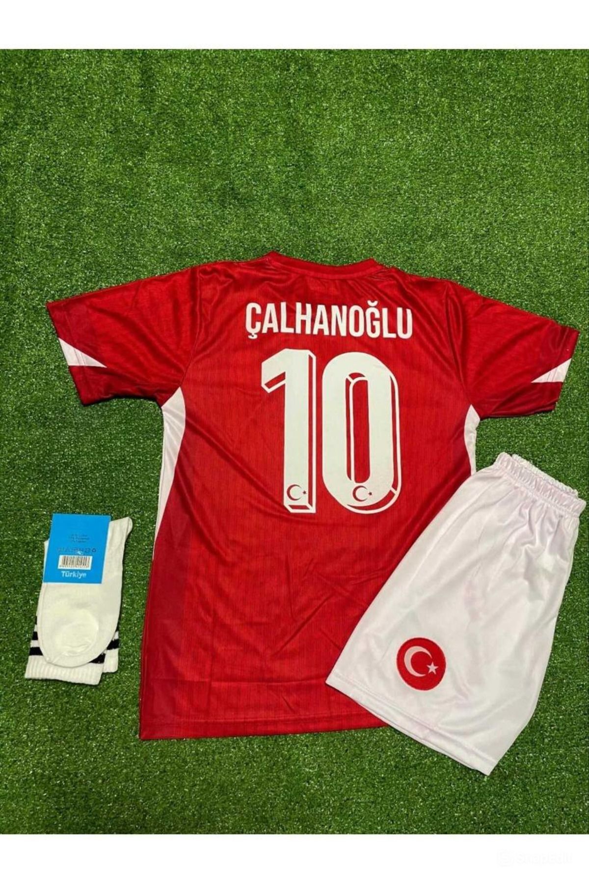 kombinezyum Türkiye Euro 2024 Hakan Çalhanoğlu Iç Saha Çocuk Forması 4'lü Set (Red)