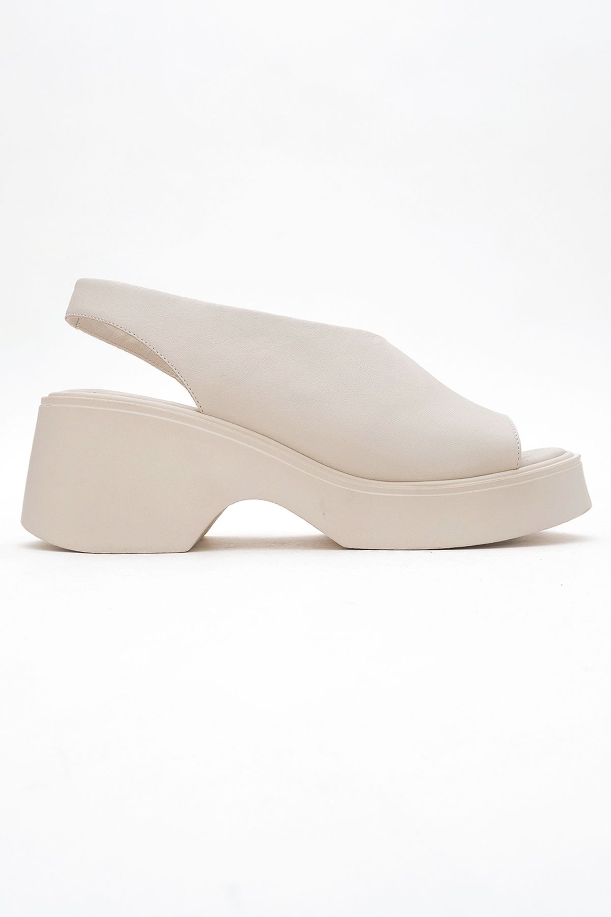 LuviShoes-Roy Ecru Skin Genuine Leather Women's Wedge Heeled Sandals 6