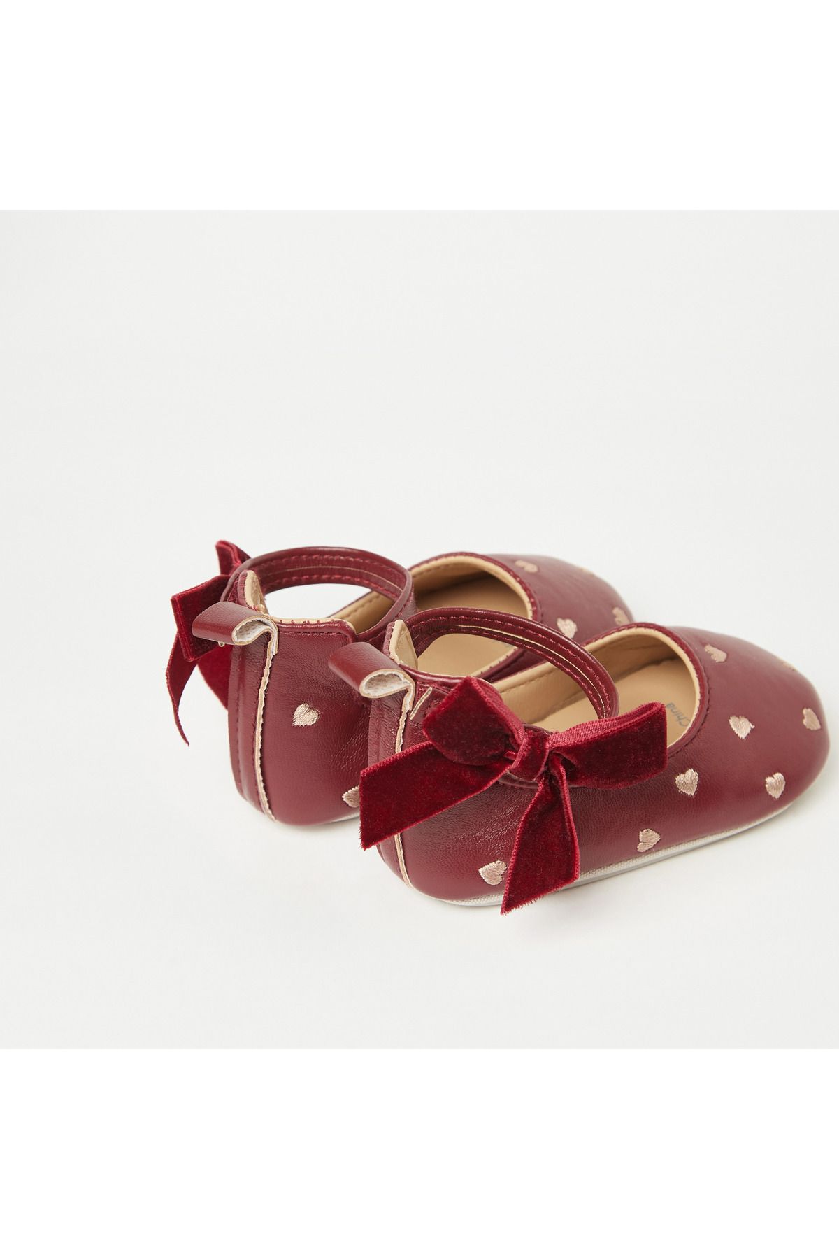 giggles-All-Over Heart Embroidered Booties with Hook and Loop Closure 4