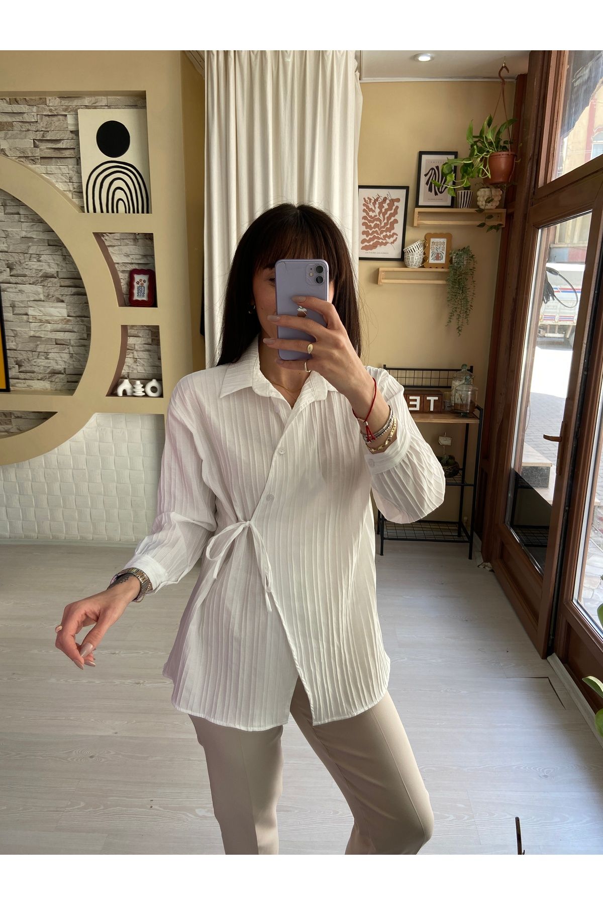 Sinemsi Butik BAĞLAMA DETAYLI GÖMLEK