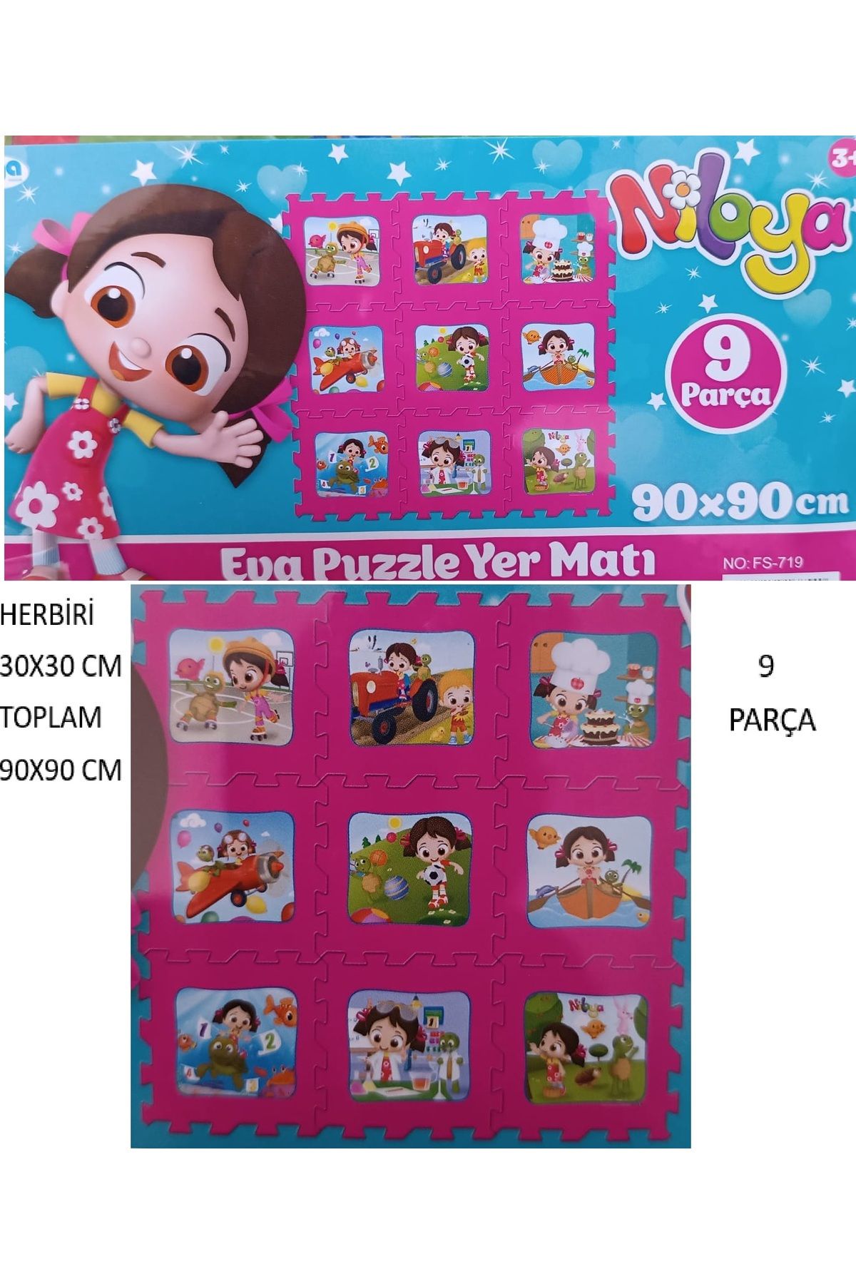 LRS STORE Çocuk Yer Matı Nil oya - Cars Şİmşek McQueen Lisanslı 1 cm Kalınlık 9 Parça Yer Oyun Halısı